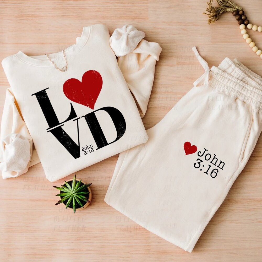 Valentines LOVE John 3:16 sweatshirt and joggers